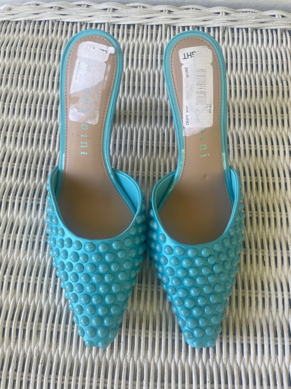 New Gianni Bini Blue Studded Mule Heels size 6.5 - Picture 2 of 7